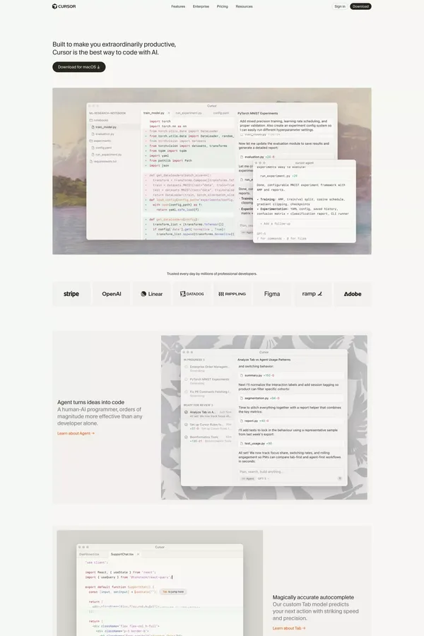 Cursor: The best way to code with AI - Landing design inspiration