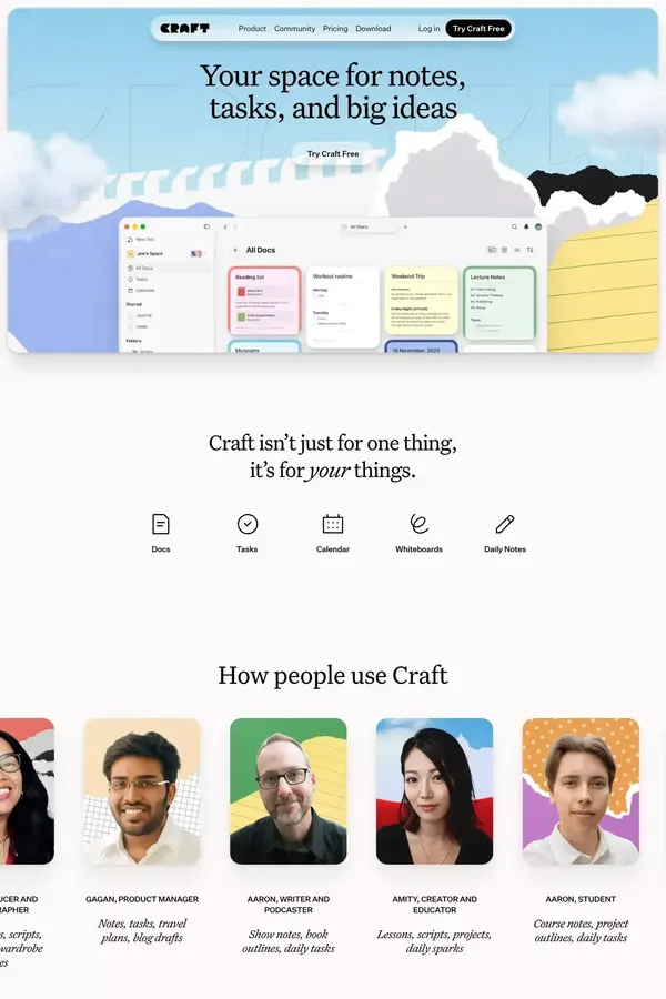 Craft — Docs and Notes Editor - website design inspiration