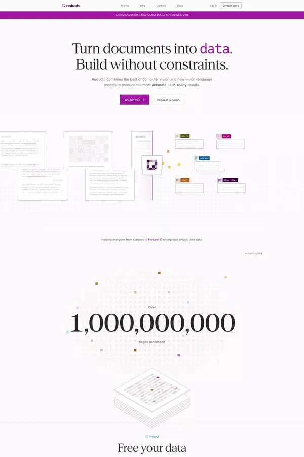 Reducto: AI document parsing & extraction software - Landing design inspiration
