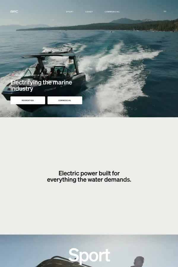 Arc - 100% Electric Boats - Landing design inspiration