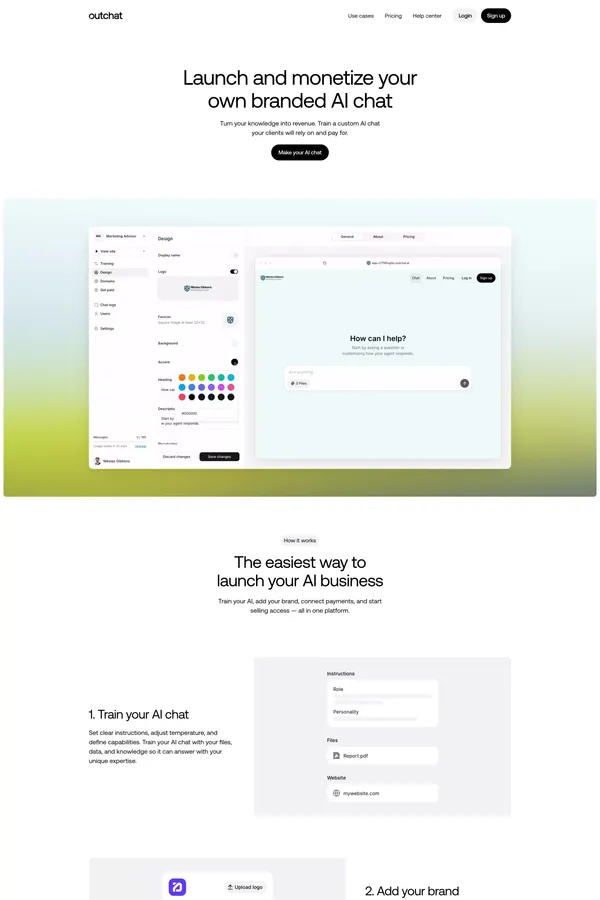 Outchat | Create Your Branded AI Chat - Landing design inspiration