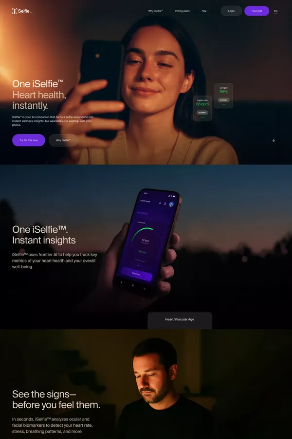 Don't miss out on life | iSelfie.ai - Landing design inspiration