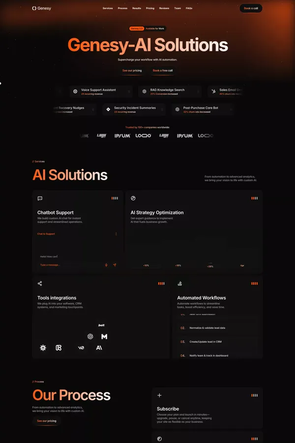 Genesy - Framer Template for AI Agency - Template design inspiration