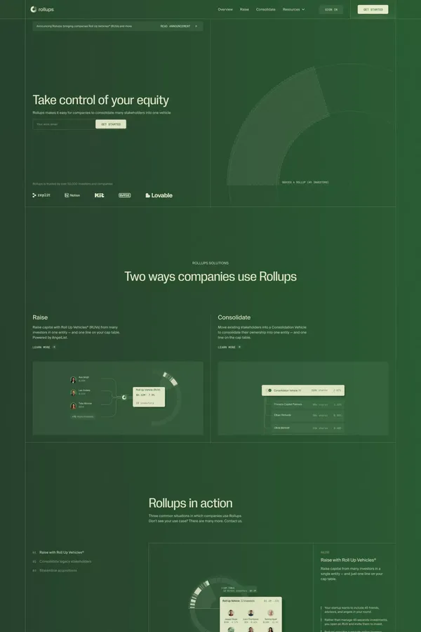 Rollups - Landing design inspiration