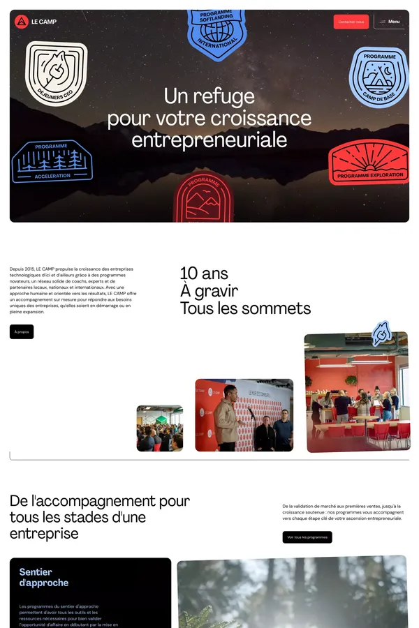 Accélérateur technologique à Québec | LE CAMP - Landing design inspiration