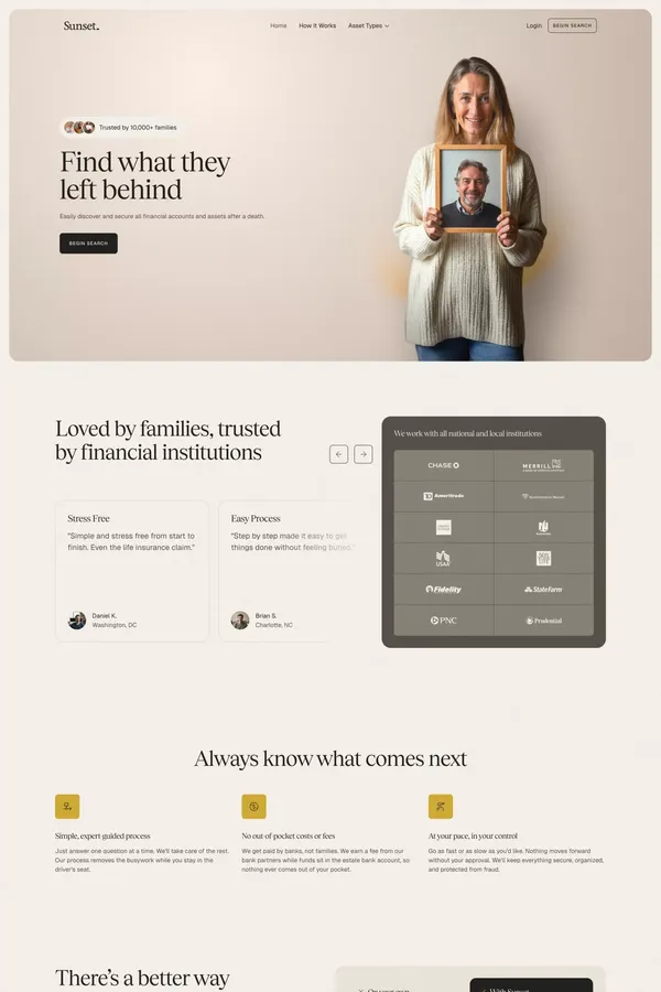 Sunset — Find what they left behind. - Landing design inspiration