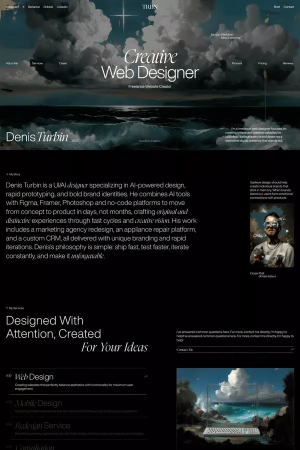 Denis Turbin | UI/AI Designer - Interfaces That Convert - Portfolio design inspiration
