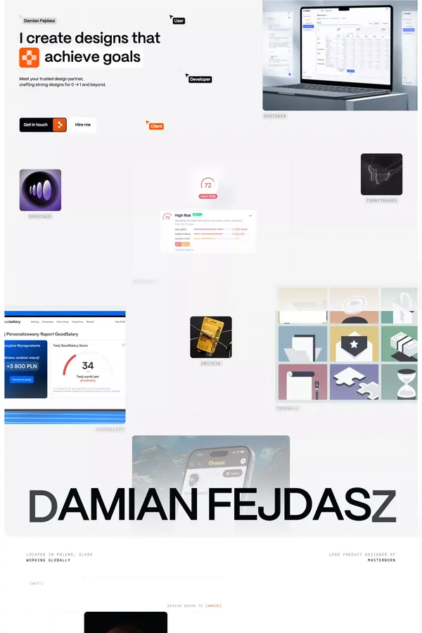 Damian Fejdasz | Product Designer & No-Code Developer Damian Fejdasz - Creating Digital Experiences That Drive Results - Portfolio design inspiration