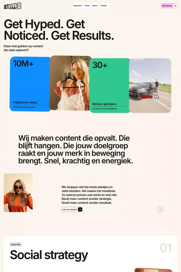 Get Hyped - Social-first content agency - Landing design inspiration