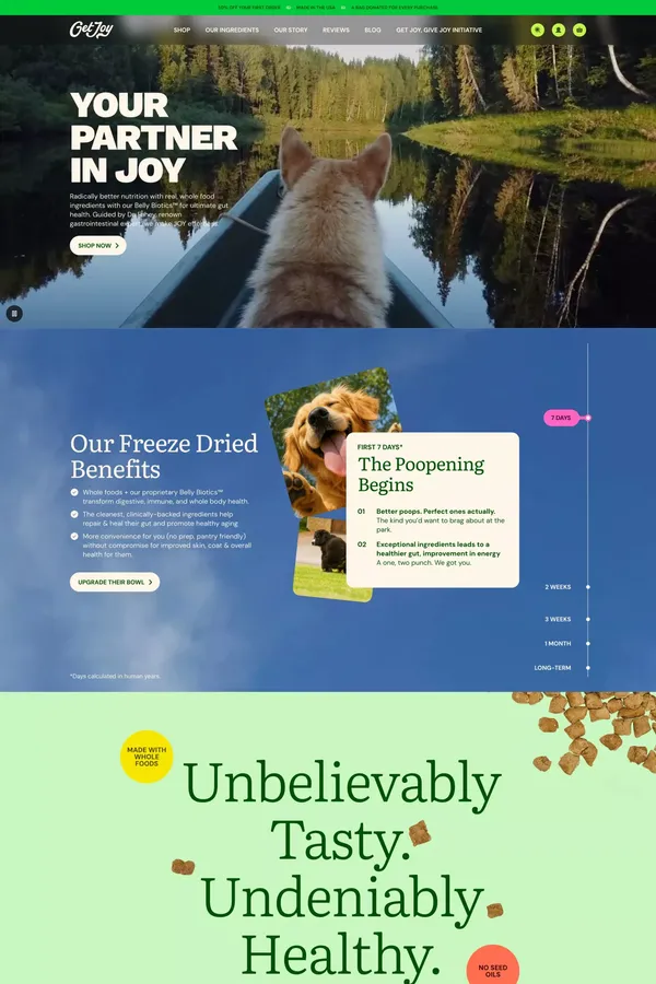 Radically Better Nutrition | Get Joy Food - Landing design inspiration