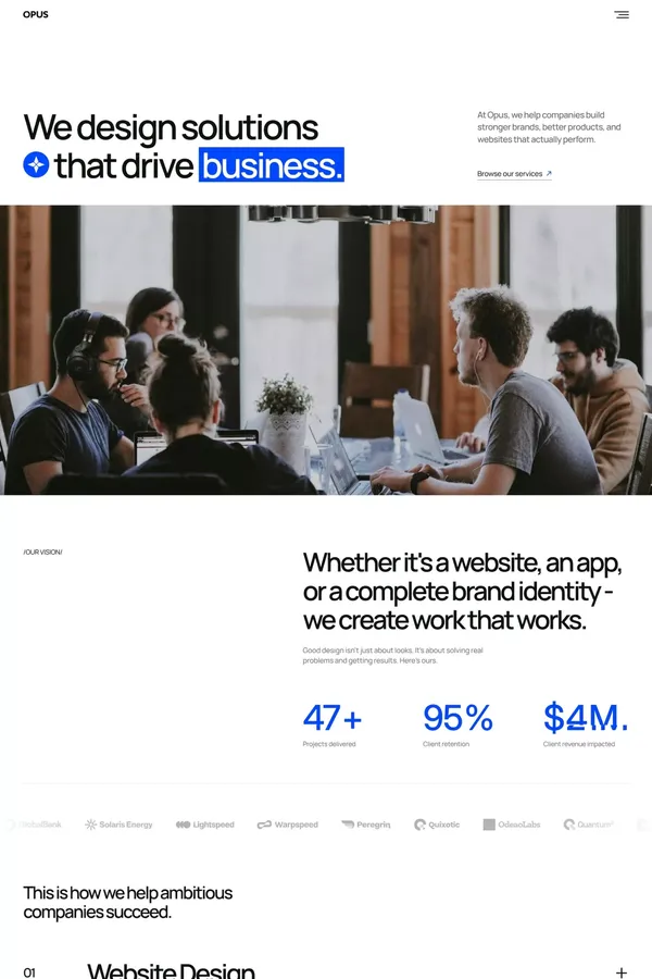 Opus - A Framer template for Digital Agencies - Template design inspiration