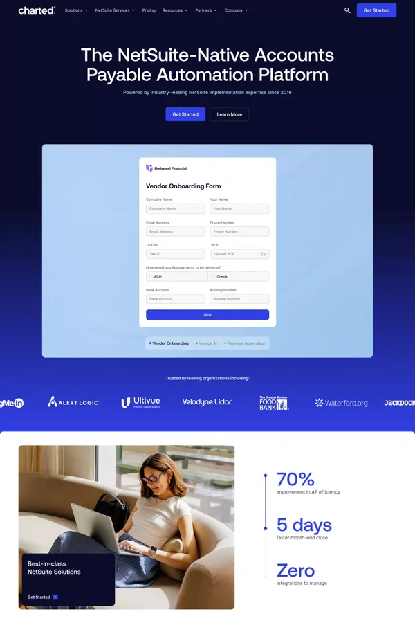 NetSuite-native AP Automation | Charted - Landing design inspiration