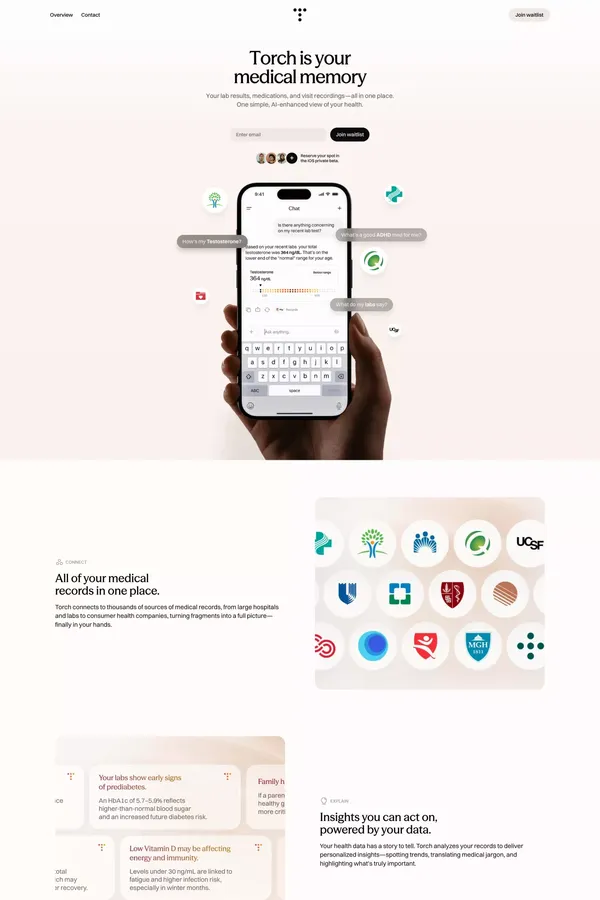 Torch - Track Medical Records - Landing design inspiration
