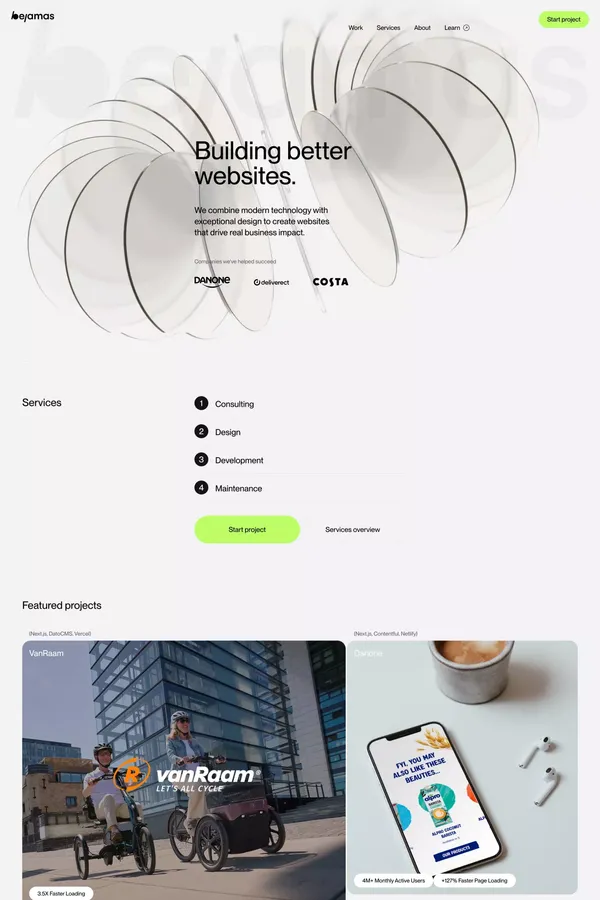 Bejamas: Building better websites - Landing design inspiration