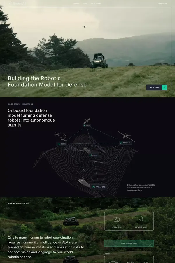 Scout AI – Foundation Model for Defense Robotics - Landing design inspiration