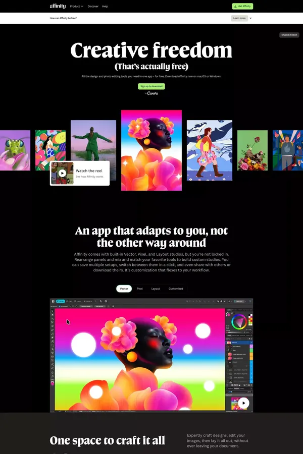 Affinity | Professional Creative Software, Free for Everyone - Landing design inspiration