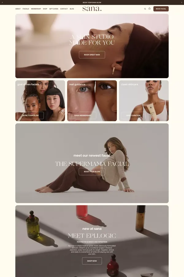 Sana Skin Studio | Best Facial in Miami – Sana | Your Home For Self Care - Ecommerce design inspiration