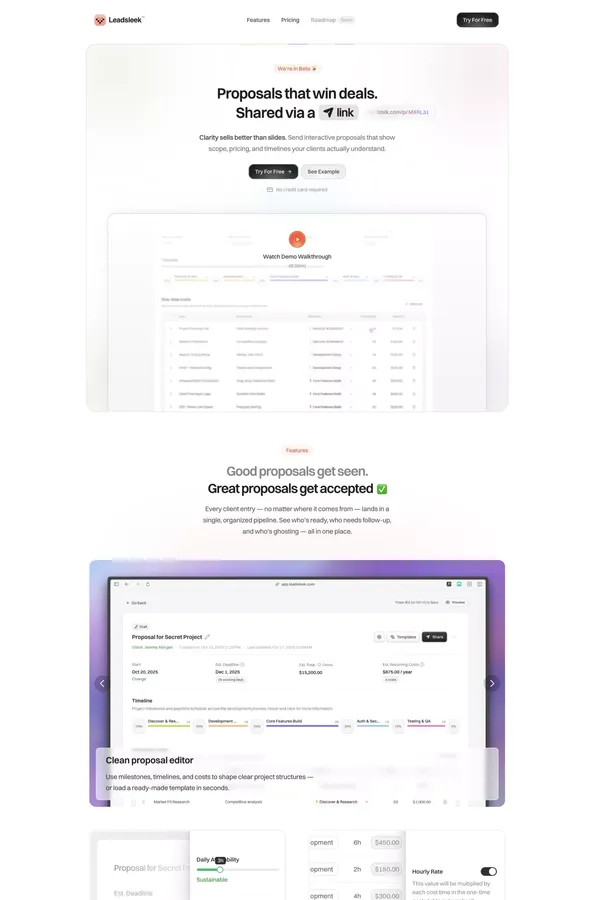 Leadsleek - Proposals That Win Deals. Shared via a Link.