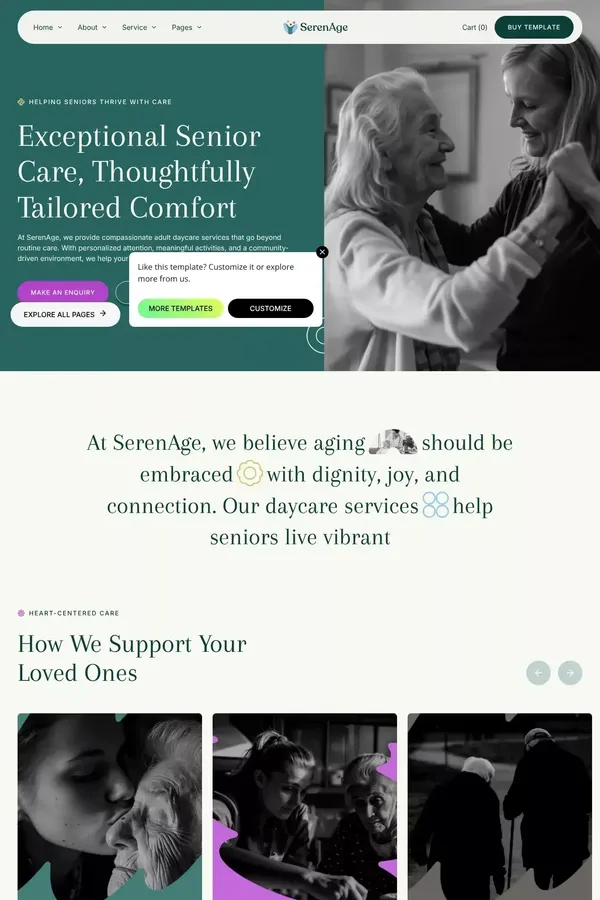 SerenAge - Webflow Website Template