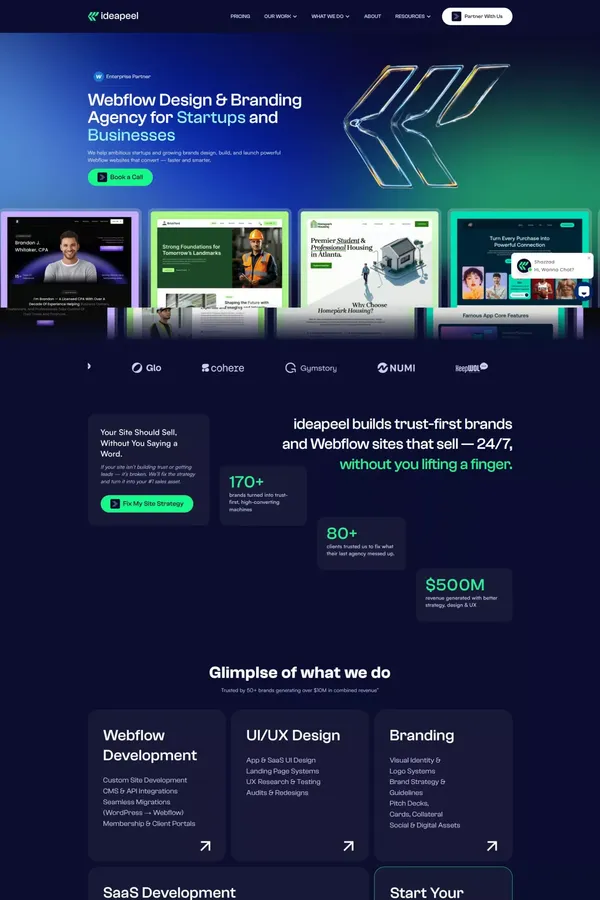 ideapeel® | Webflow Design & Branding Agency for Startups - Portfolio design inspiration
