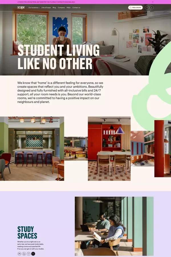 Student Accommodation at Scape - Landing design inspiration