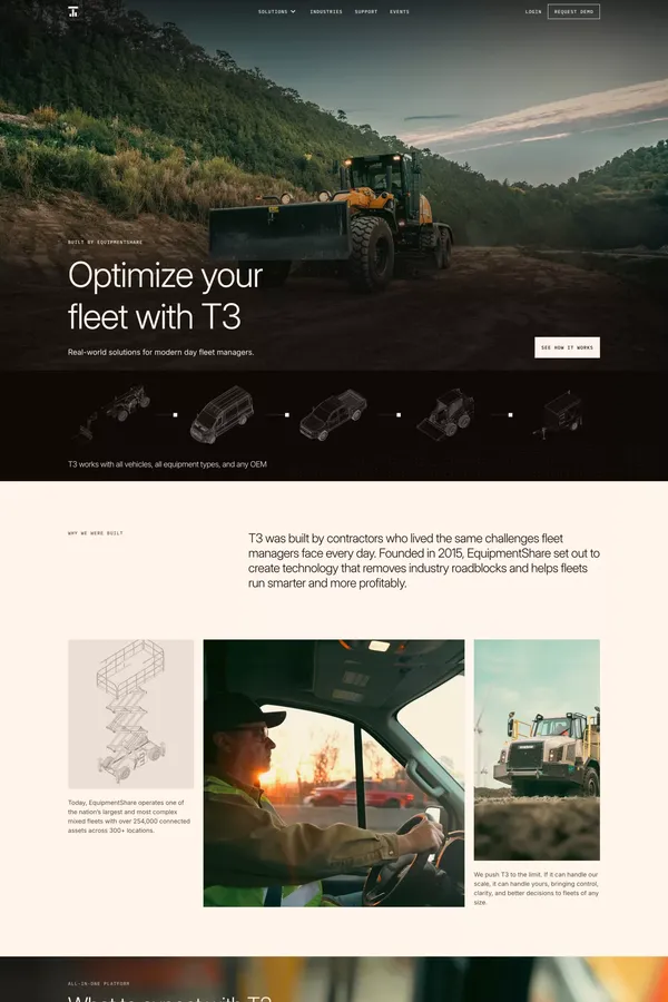 T3 by EquipmentShare - Landing design inspiration