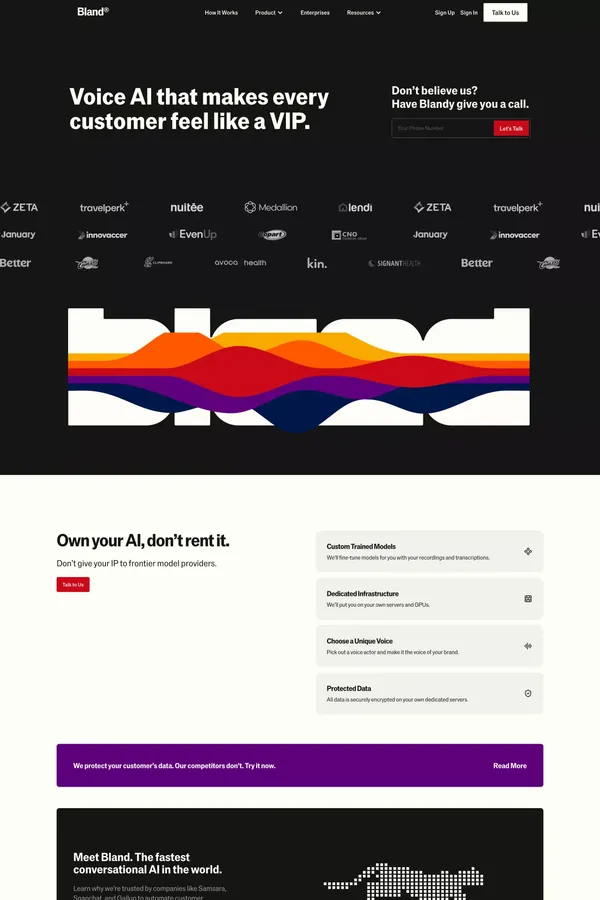 Bland AI | Automate Phone Calls with Conversational AI for Enterprises - Landing design inspiration