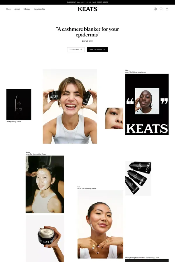 Efficacy % Skincare That Actually Works                  – Keats Beauty - Ecommerce design inspiration