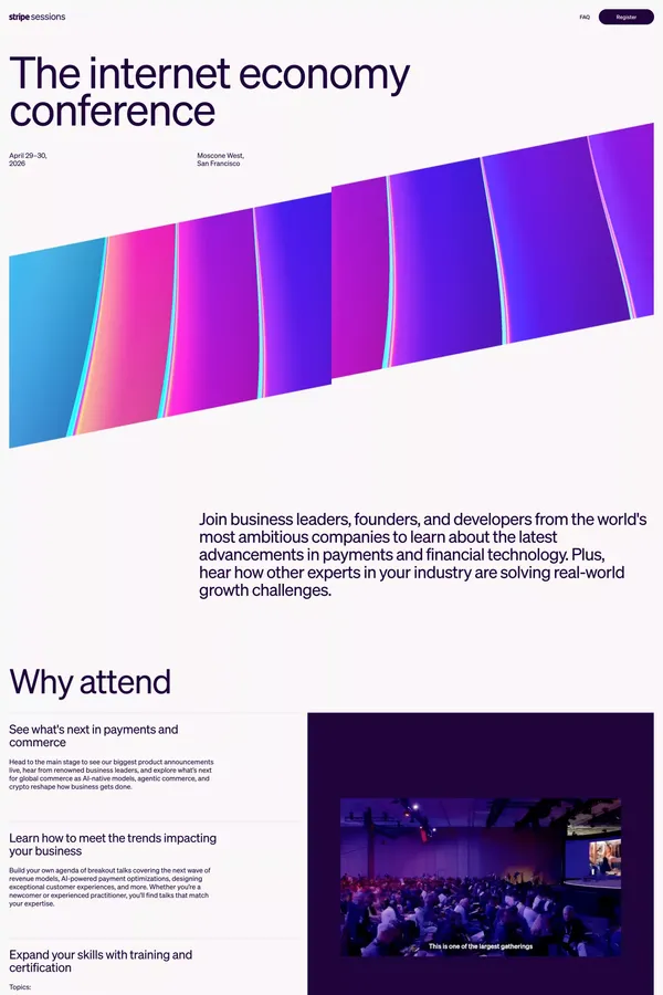 Stripe Sessions 2026 | The global internet economy conference - Landing design inspiration