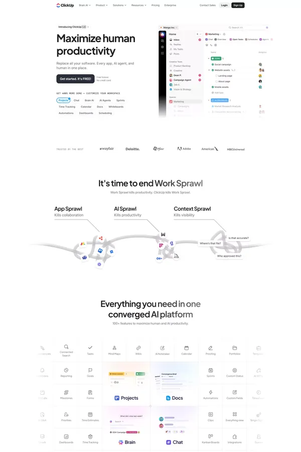 ClickUp™ | The everything app for work - Landing design inspiration