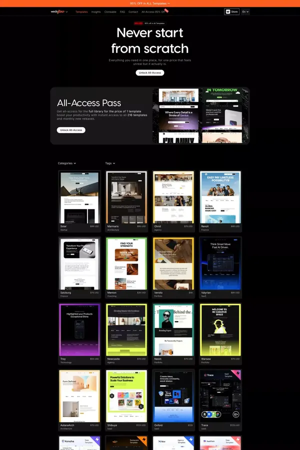 Premium Webflow Template Designs | Wedoflow - Product listing design inspiration