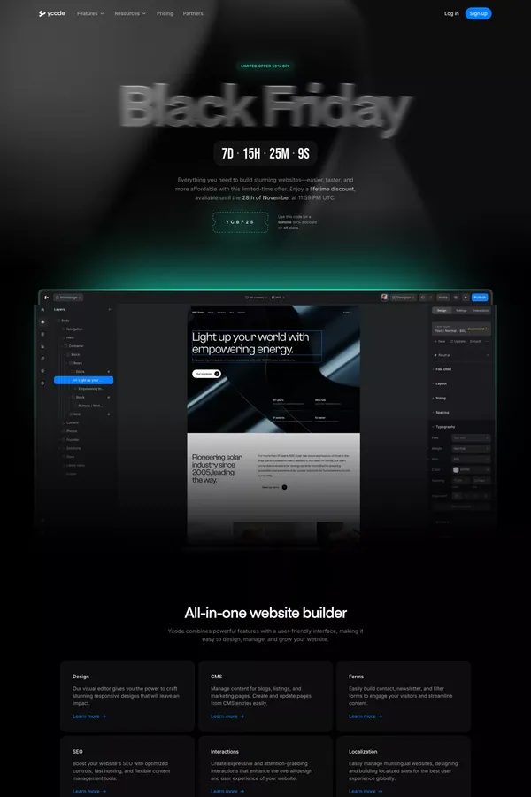 Black Friday Sale: Build Professional Websites with Ease - Landing design inspiration