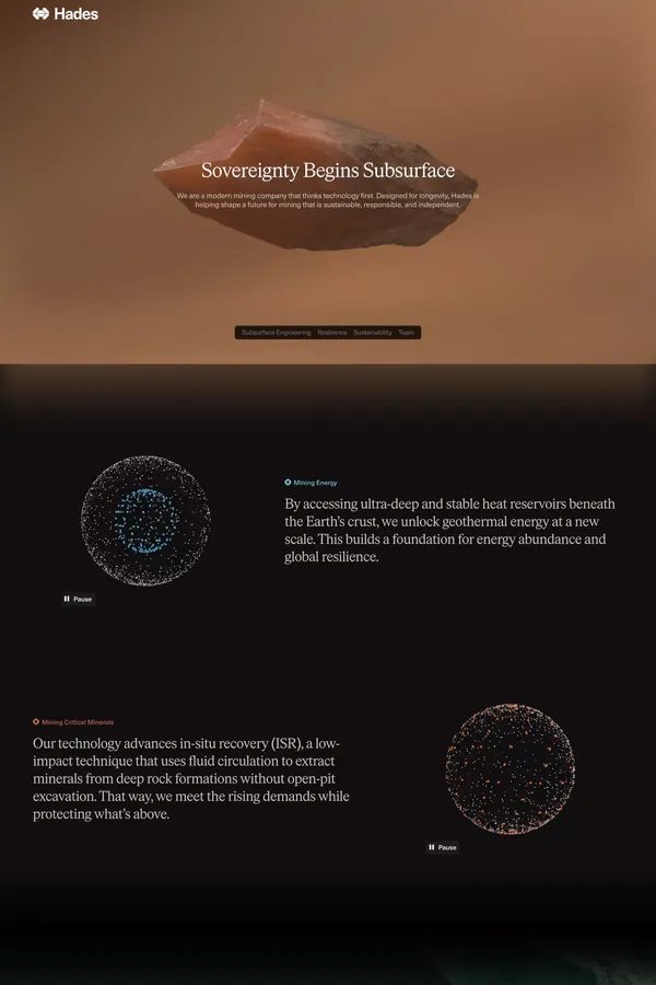 Hades Mining - Landing design inspiration