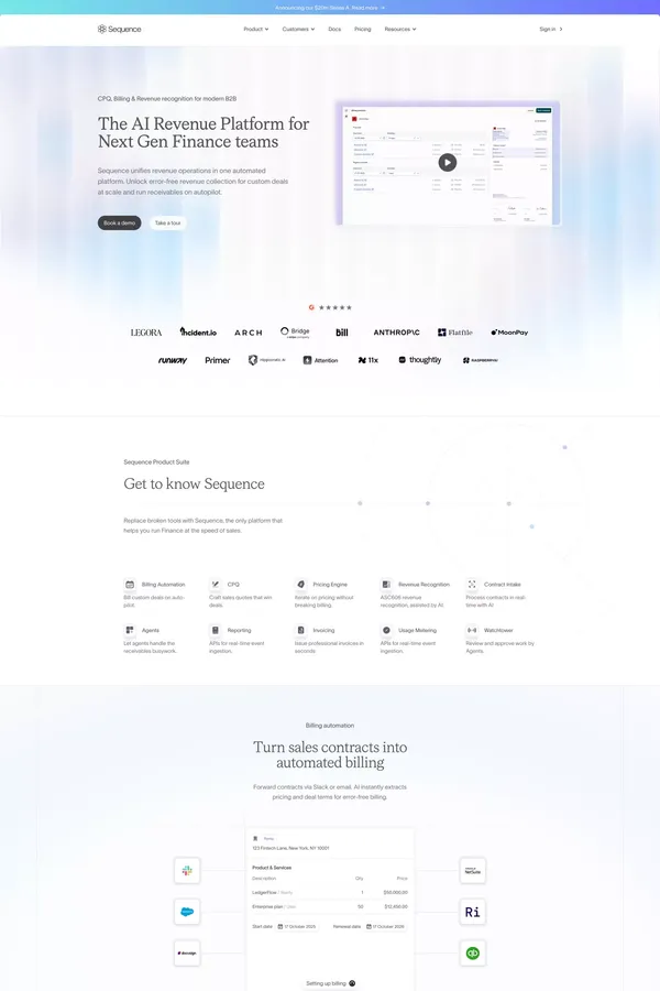 Sequence - Landing design inspiration