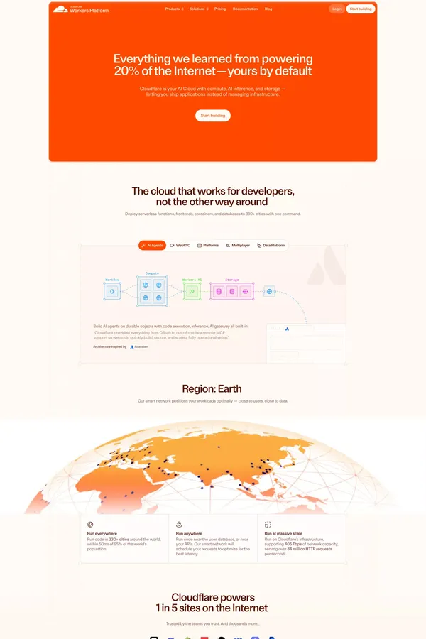 Cloudflare Workers AI - Edge AI Inference Platform - Landing design inspiration