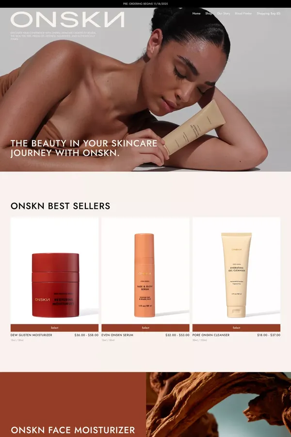 ONSKN Best Skincare Brand | Discover Personalized Skincare - Ecommerce design inspiration