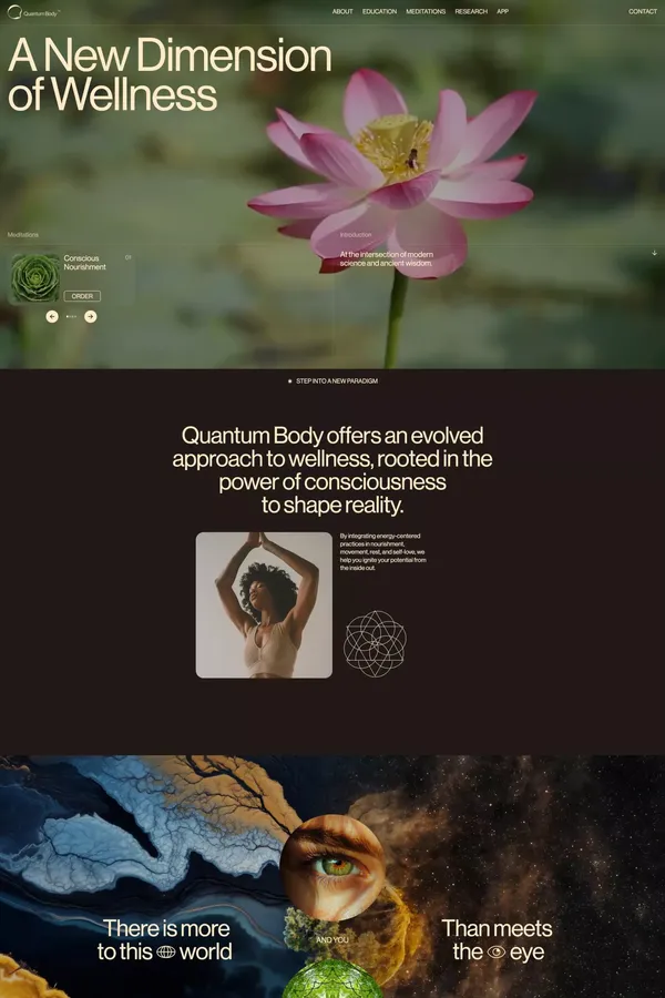 Quantum Body - A New Dimension of Wellness - Landing design inspiration