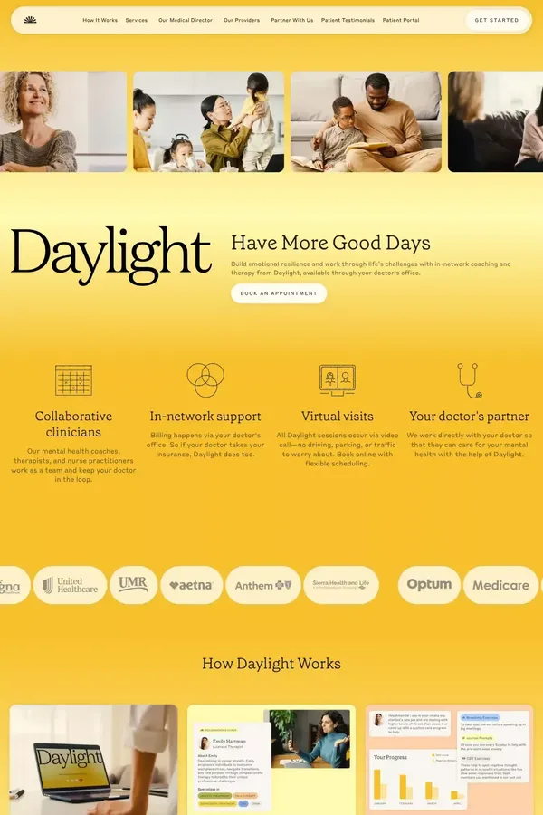 Daylight Health - Landing design inspiration