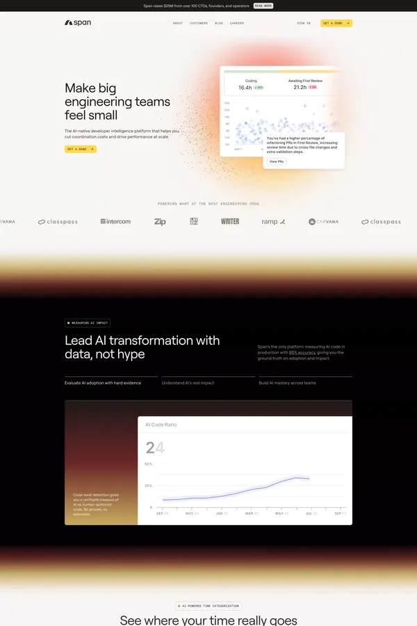 Span - AI-native engineering intelligence and automations - Landing design inspiration