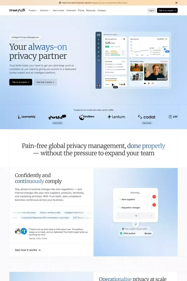 Trust Keith · The Expert Data Protection Service - Landing design inspiration