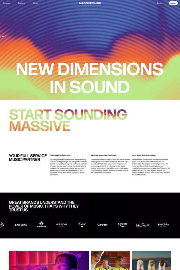 Sonic Branding, Licensing & Tech Solutions | MassiveMusic - Portfolio design inspiration