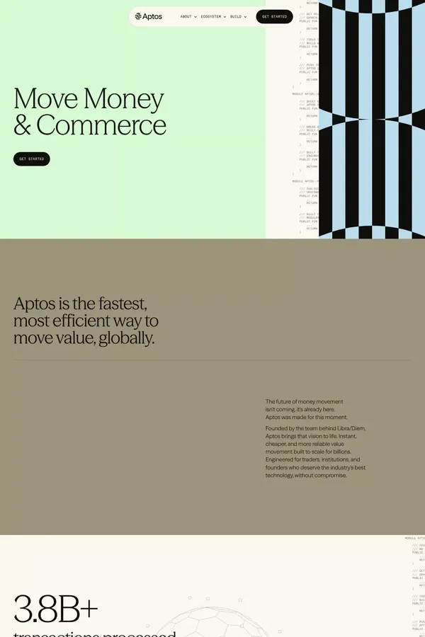 Aptos: The Foundation for a New Digital Economy | Aptos Network - Landing design inspiration