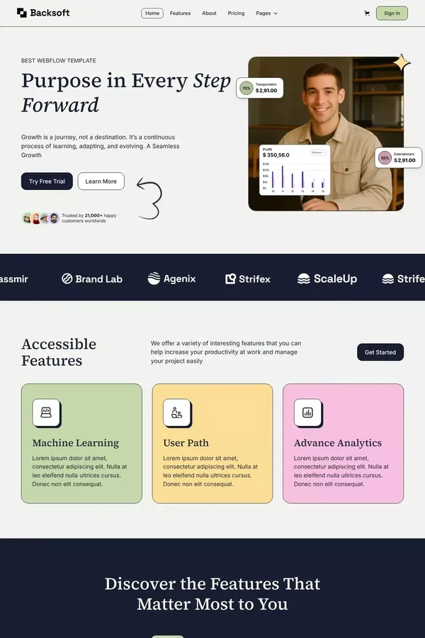 Backsoft - Webflow Ecommerce website template - Template design inspiration
