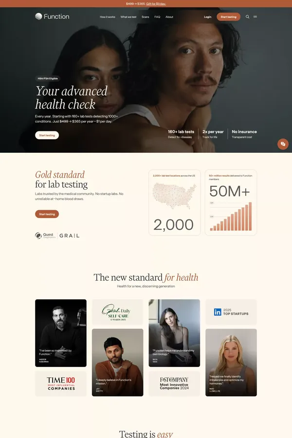 Function | 100 Healthy Years - Landing design inspiration