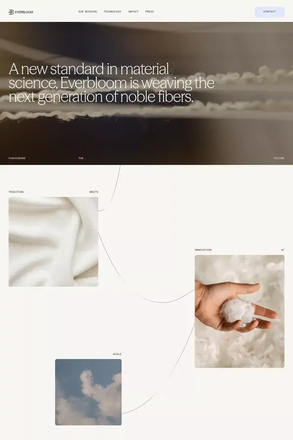 Everbloom - Pure design at the forefront of material science - Landing design inspiration