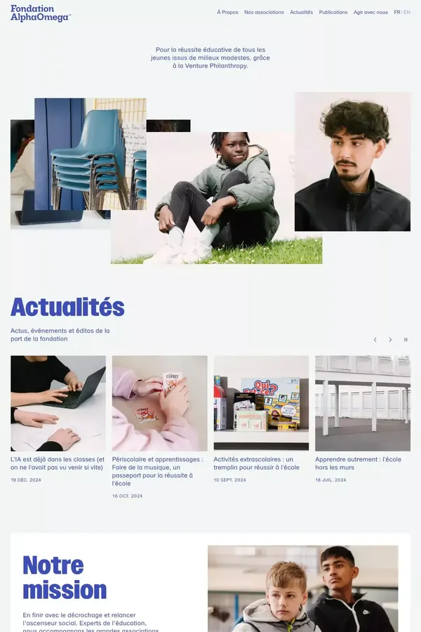 Fondation AlphaOmega – Pour la réussite éducative des jeunes issus de milieux modestes - Landing design inspiration