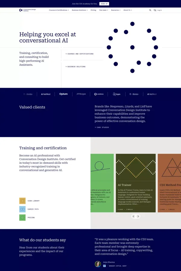 Conversation Design Institute | CDI Academy - Landing design inspiration