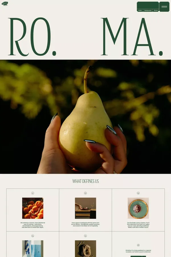 Roma - Hotel & Restaurant Framer Website Template - Template design inspiration