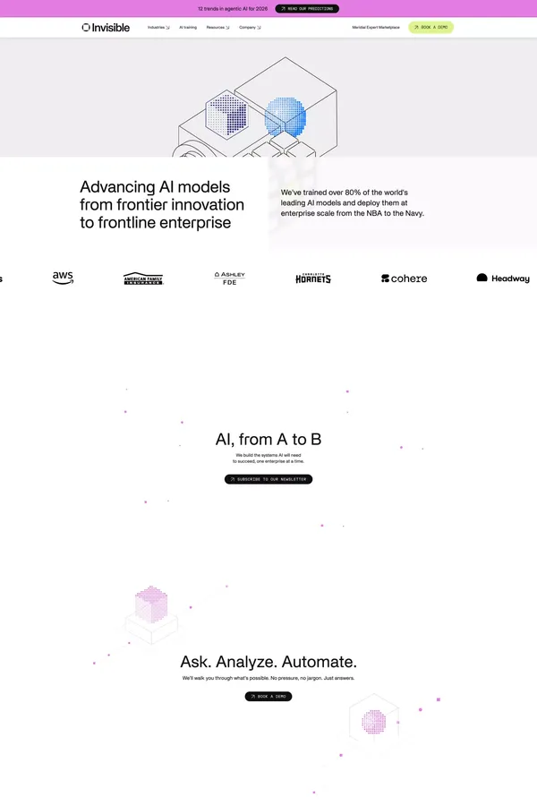 AI Software for Labs and Enterprise | Invisible Technologies - Landing design inspiration