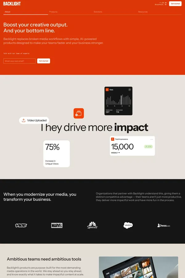 AI-powered software for managing and monetizing media - Landing design inspiration